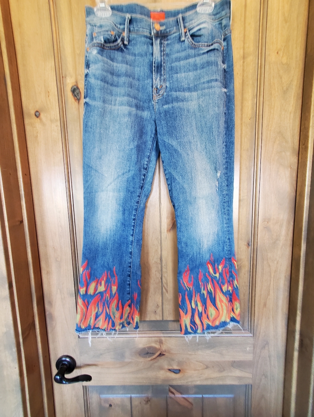 MOTHER Women’s Blue Flame-Hem Jeans